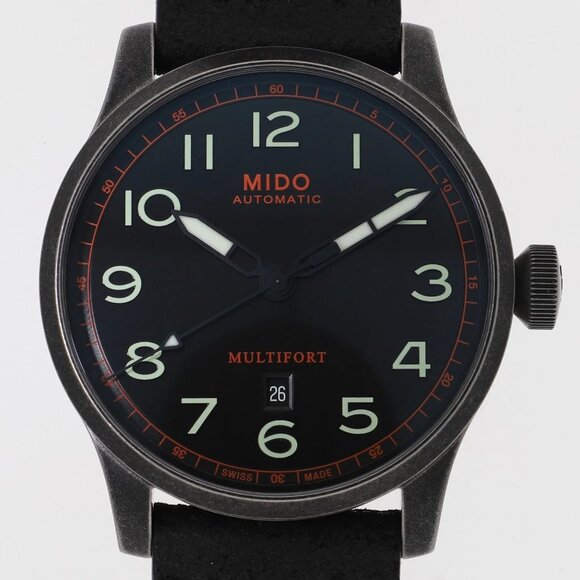 WATCH MIDO M0326073605009 Multifort black SS/leather AT - Picture 1 of 14